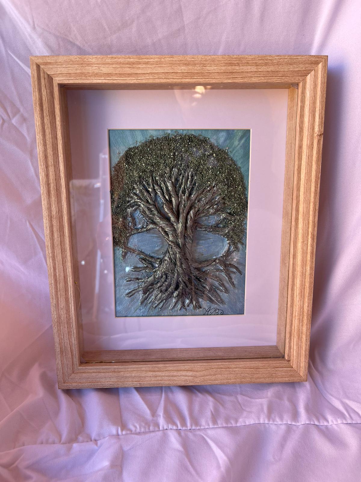 ARBRE DE VIE BRIENT (29/19 cm pièce unique 100% faite à la main ( peinture acrylique )+des reliefs en 3D)