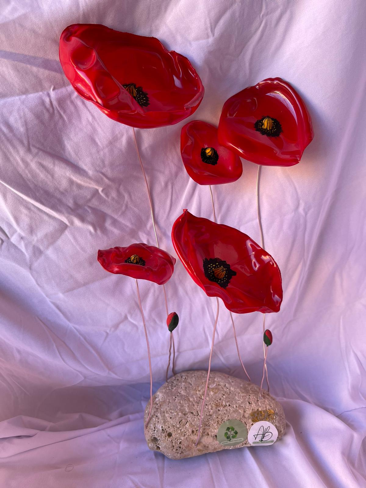 COQUELICOTS (43/20 cm pièce unique 100% faite à la main)