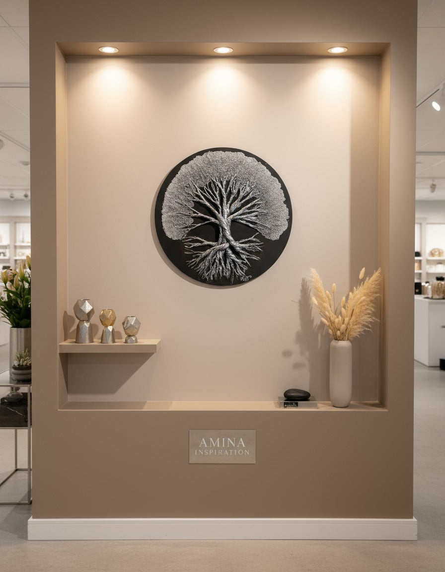 30/30cm piéce unique 100% faite à la main (peinture acrylique + Pierres + reliefs en 3D) )