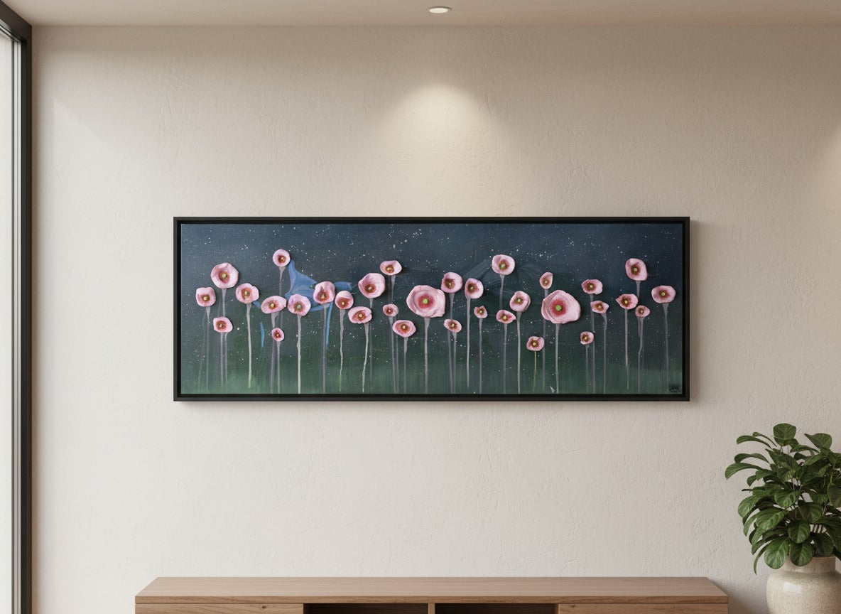 LA VIE EST BELLE (120/60 cm pièce unique 100% faite à la main (peinture acrylique + des fleurs )tableau en 3D)