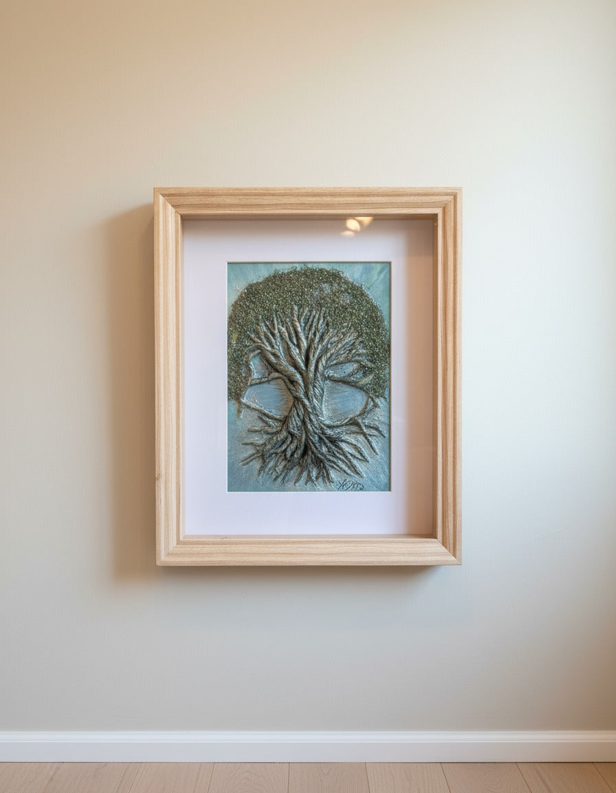 ARBRE DE VIE BRIENT (29/19 cm pièce unique 100% faite à la main ( peinture acrylique )+des reliefs en 3D)