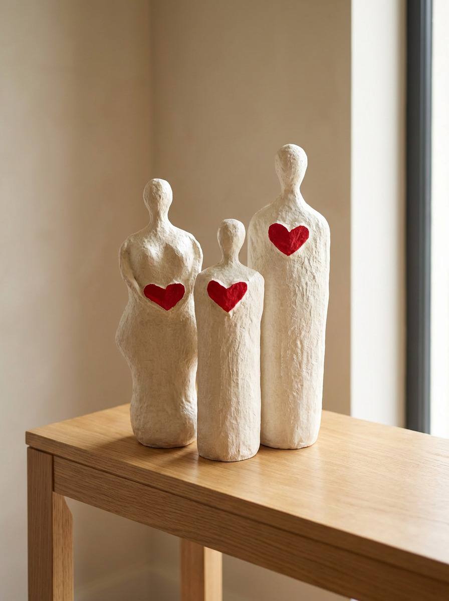 FAMILLE D'AMOUR (34/10 _ 30/12 et 25/8 cm pièces uniques 100% faite à la main)