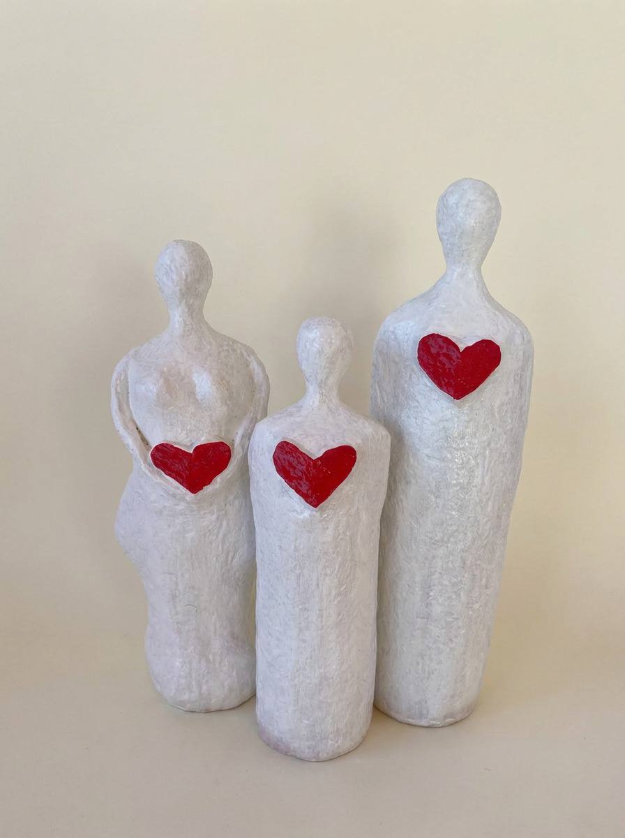 FAMILLE D'AMOUR (34/10 _ 30/12 et 25/8 cm pièces uniques 100% faite à la main)